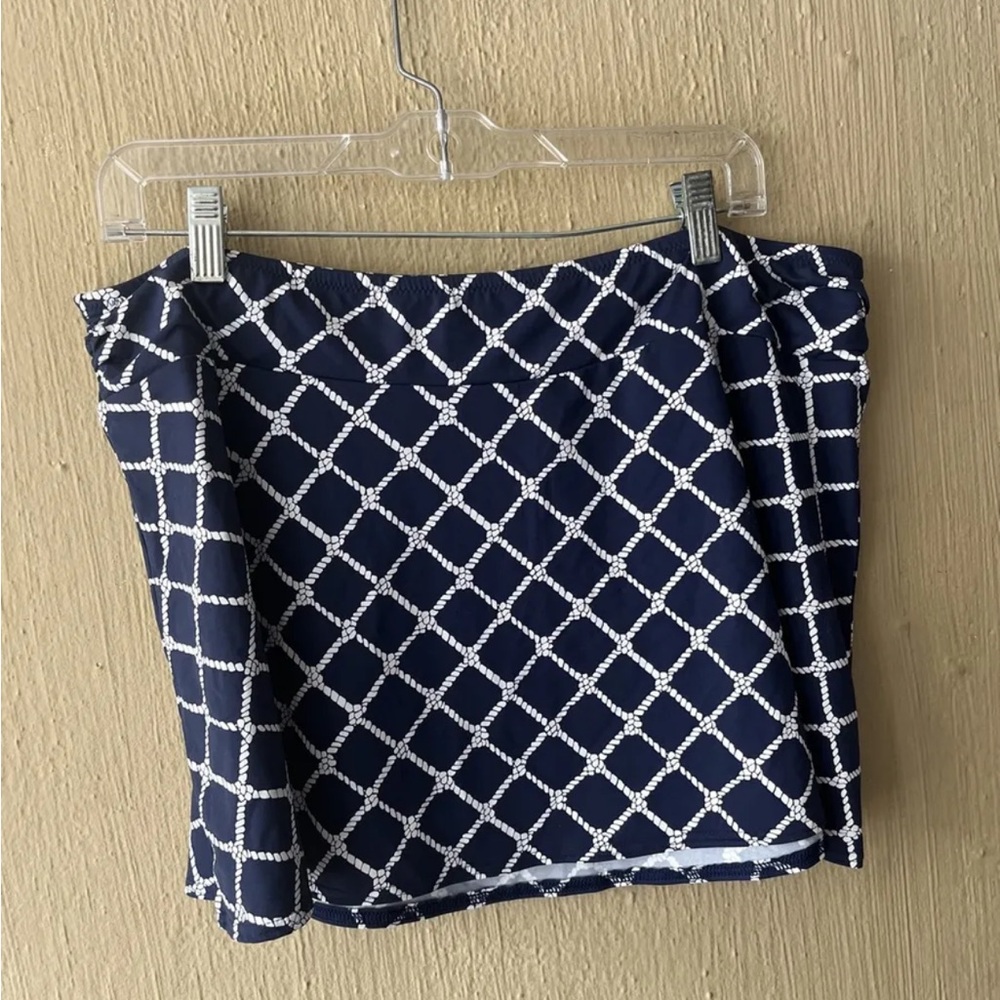 Lands End Women's Swim Skirt Size 16 Bathing Suit Cover Up blue white 438278